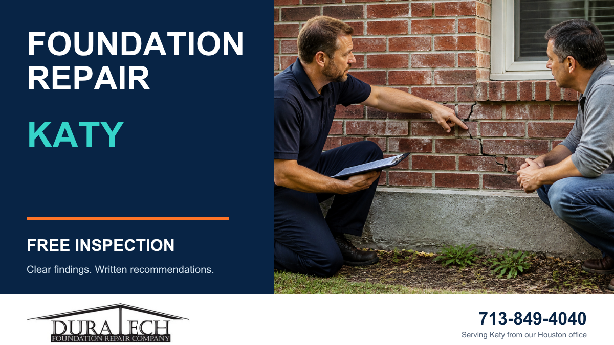 Branded DuraTech foundation-repair graphic for Katy