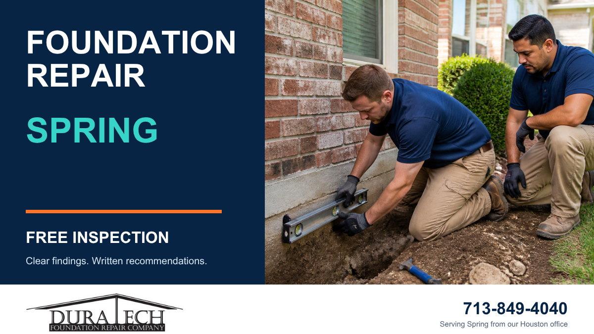 Branded DuraTech foundation-repair graphic for Spring
