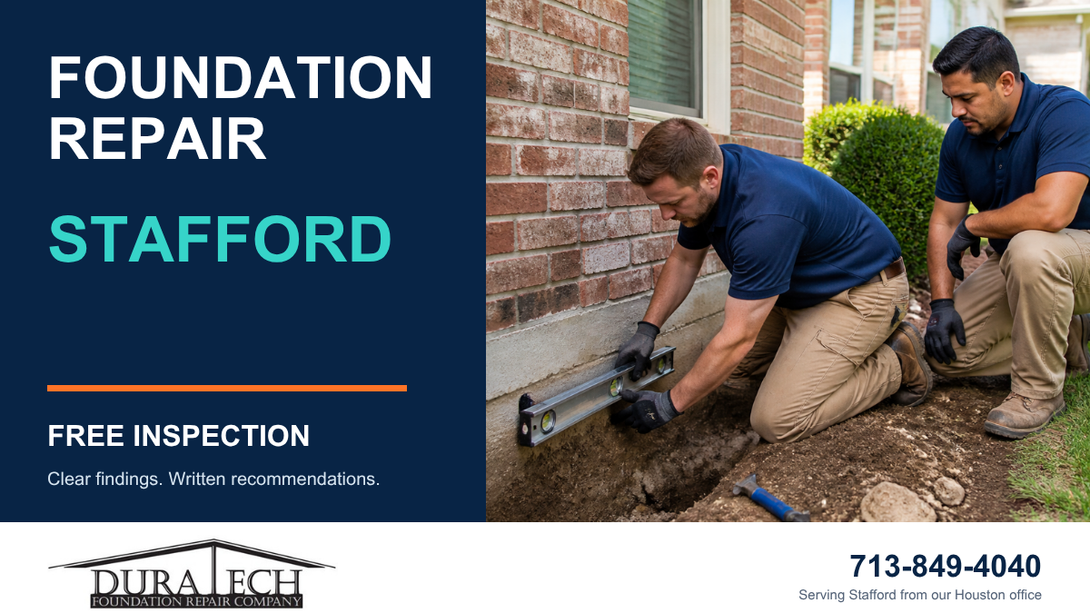 Branded DuraTech foundation-repair graphic for Stafford