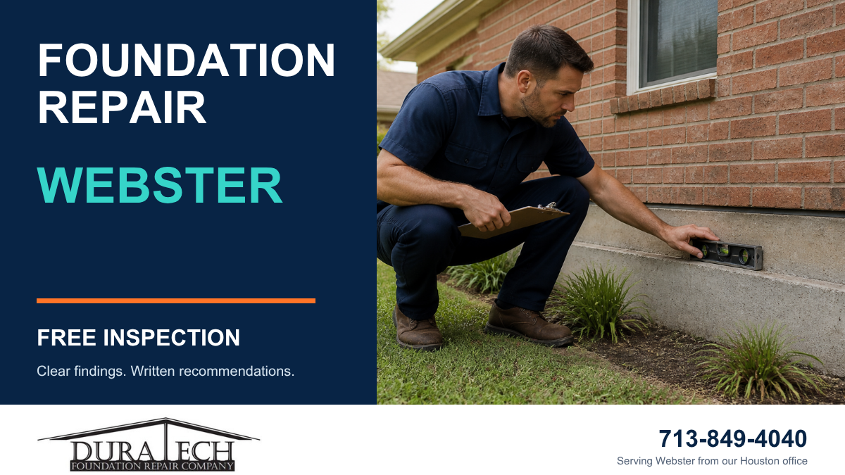 Branded DuraTech foundation-repair graphic for Webster