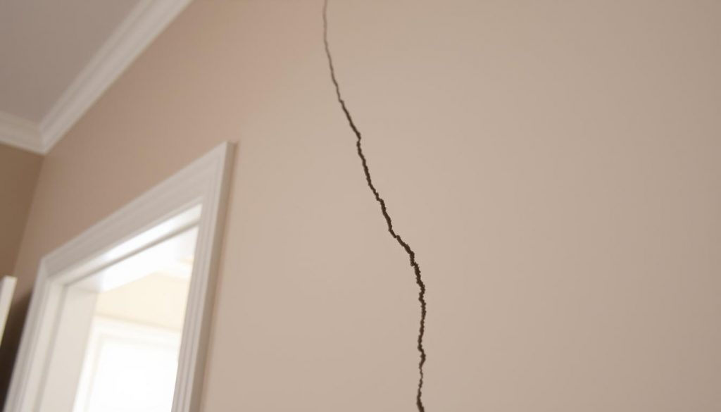 Visible wall cracks indicating foundation problems in a Montgomery TX home