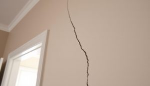 Visible wall cracks indicating foundation problems in a Montgomery TX home