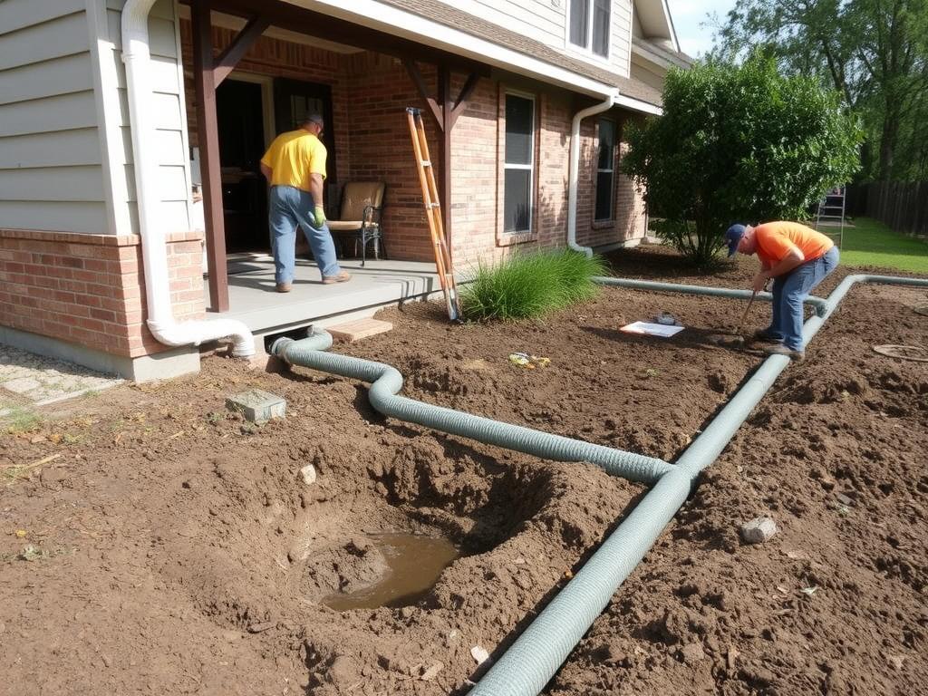 Drainage solution installation for foundation protection in Houston