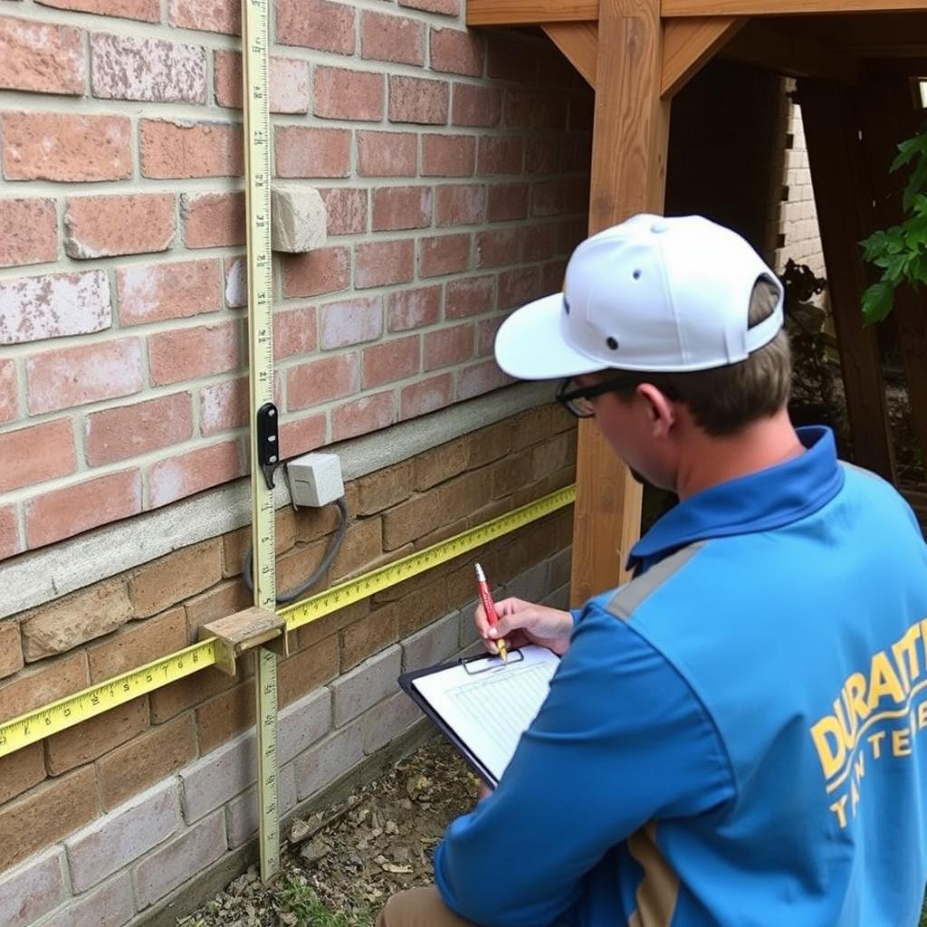 Duratech Texas foundation specialist performing initial inspection in Houston