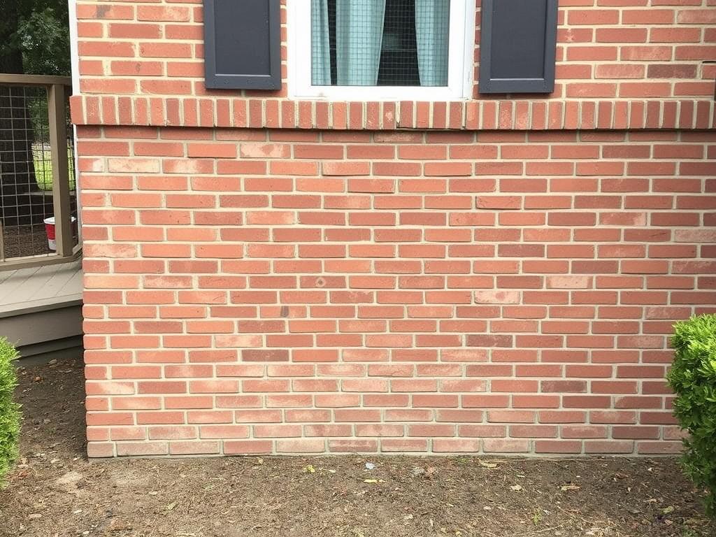 Exterior brick wall with foundation-related cracks in Houston