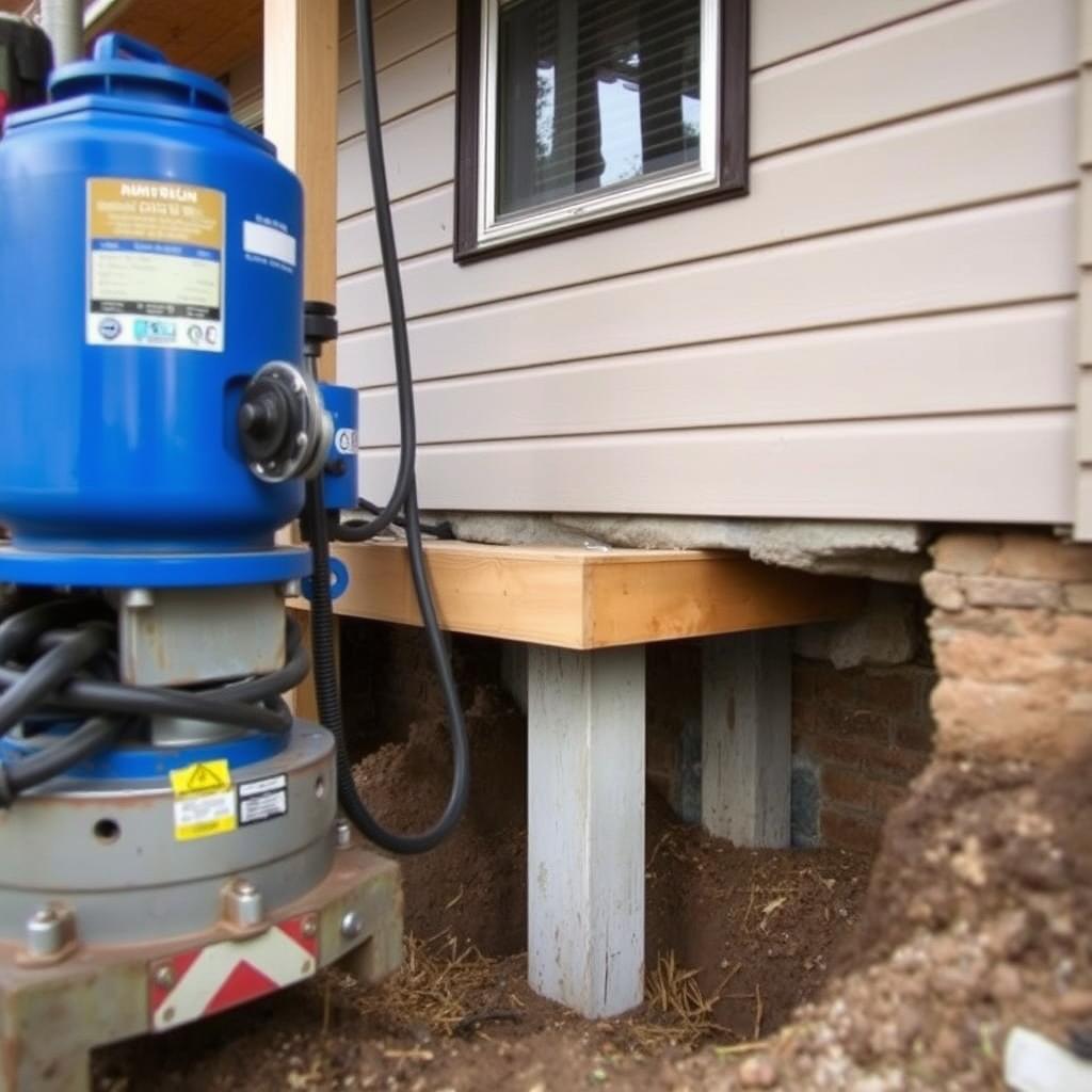 Foundation leveling process being performed in Houston