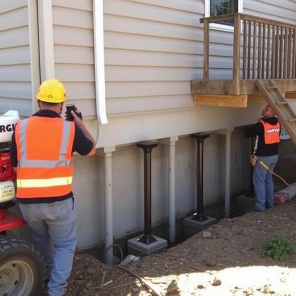 Professional foundation repair implementation by Duratech team