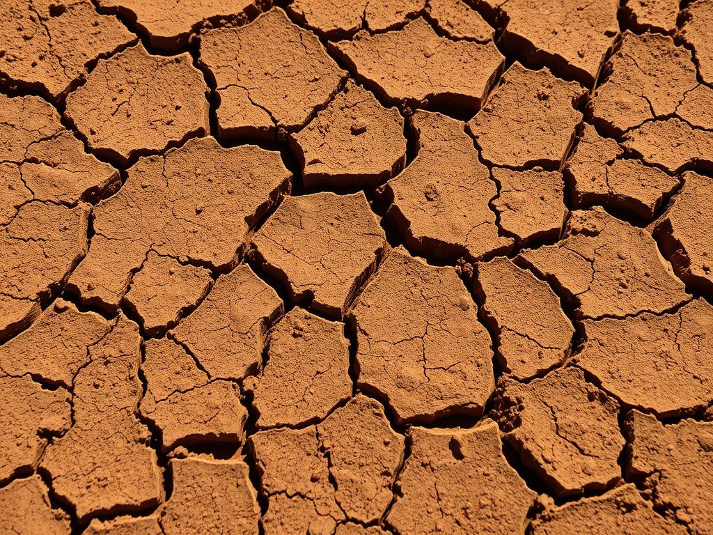 Close-up of expansive clay soil in College Station showing cracks from drought conditions
