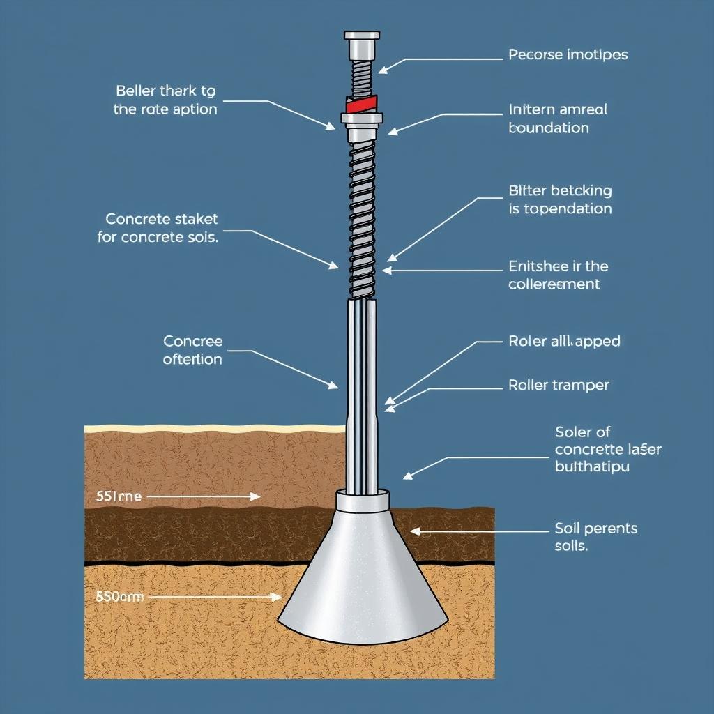 Cross-section diagram of a drilled bell-bottom pier foundation repair system
