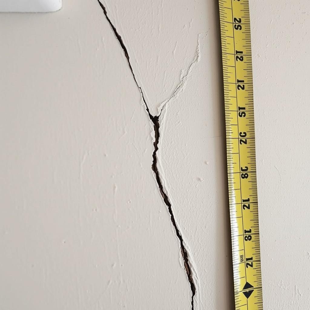 Diagonal crack in interior wall indicating foundation movement in College Station home