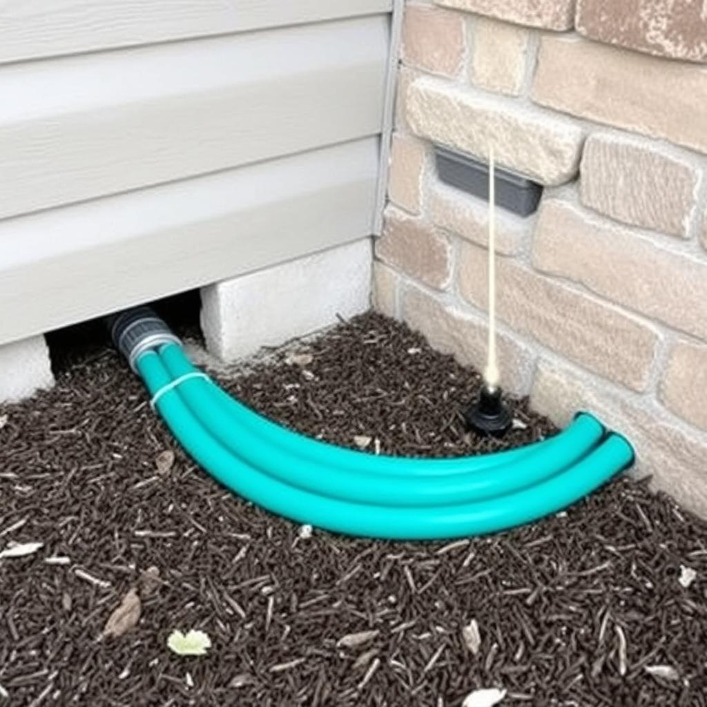 Soaker hose properly installed around a home foundation in College Station