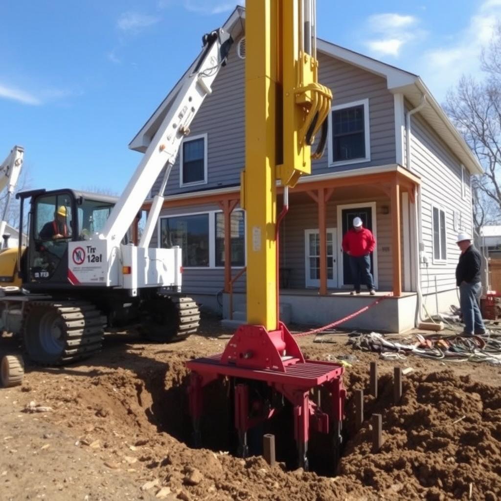 Steel pier installation process for foundation repair in College Station