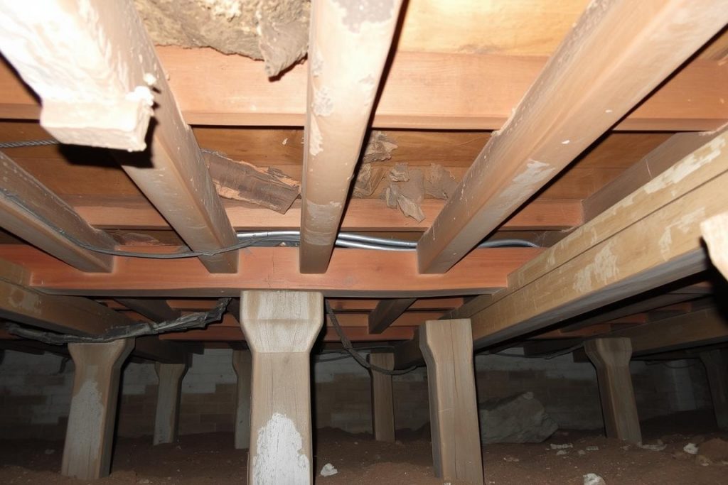 Damaged pier and beam foundation system in Cleveland property