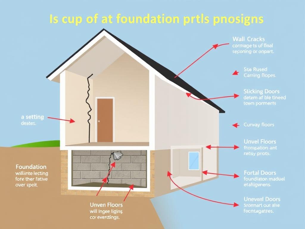 Diagram showing common foundation problem signs in Cleveland homes