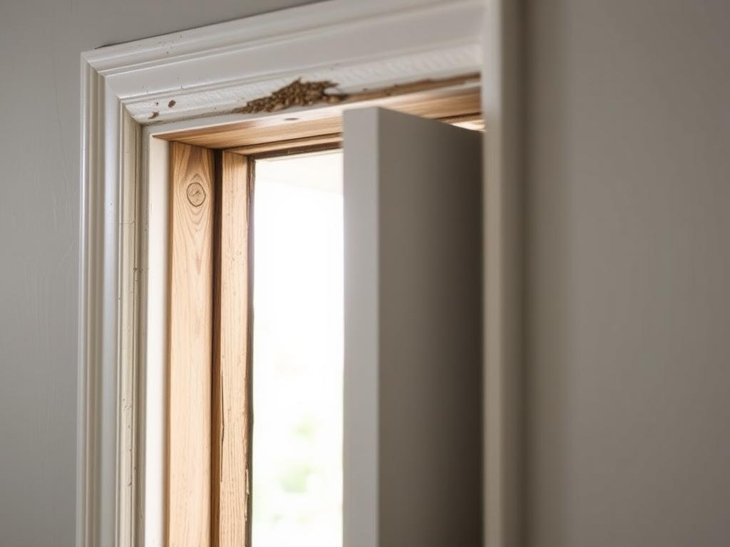 Door frame showing misalignment due to Bellaire foundation issues