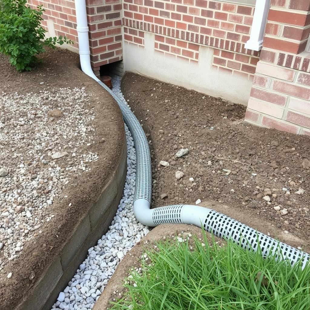 French drain installation to protect Bellaire home foundation