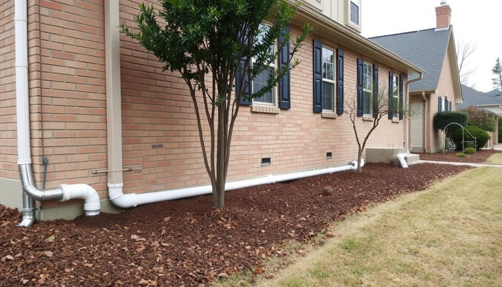 Proper drainage system installed around a Bellaire home for foundation protection