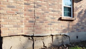 Foundation cracks in a Bunker Hill Village home showing typical damage patterns
