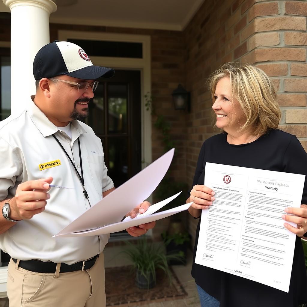 Satisfied homeowner reviewing foundation repair warranty