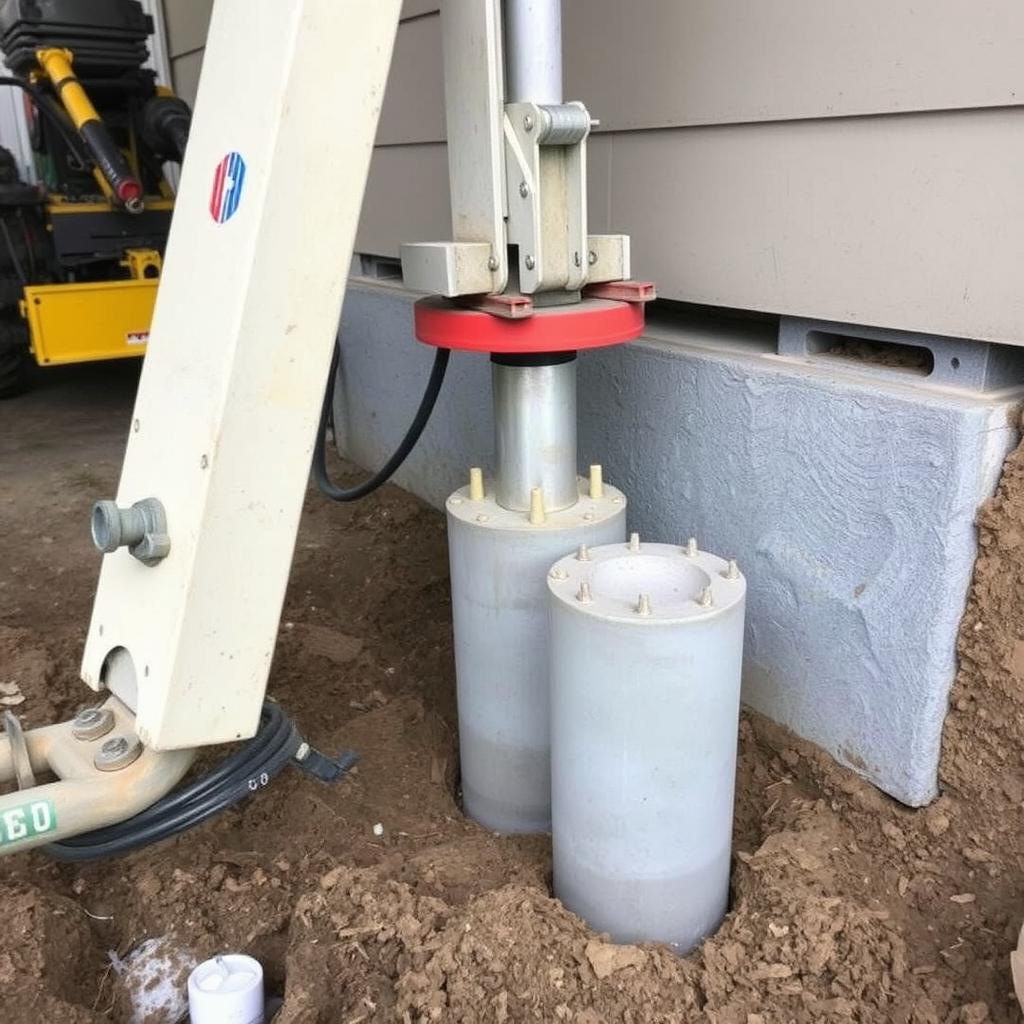 Concrete pier installation for foundation repair in Baytown