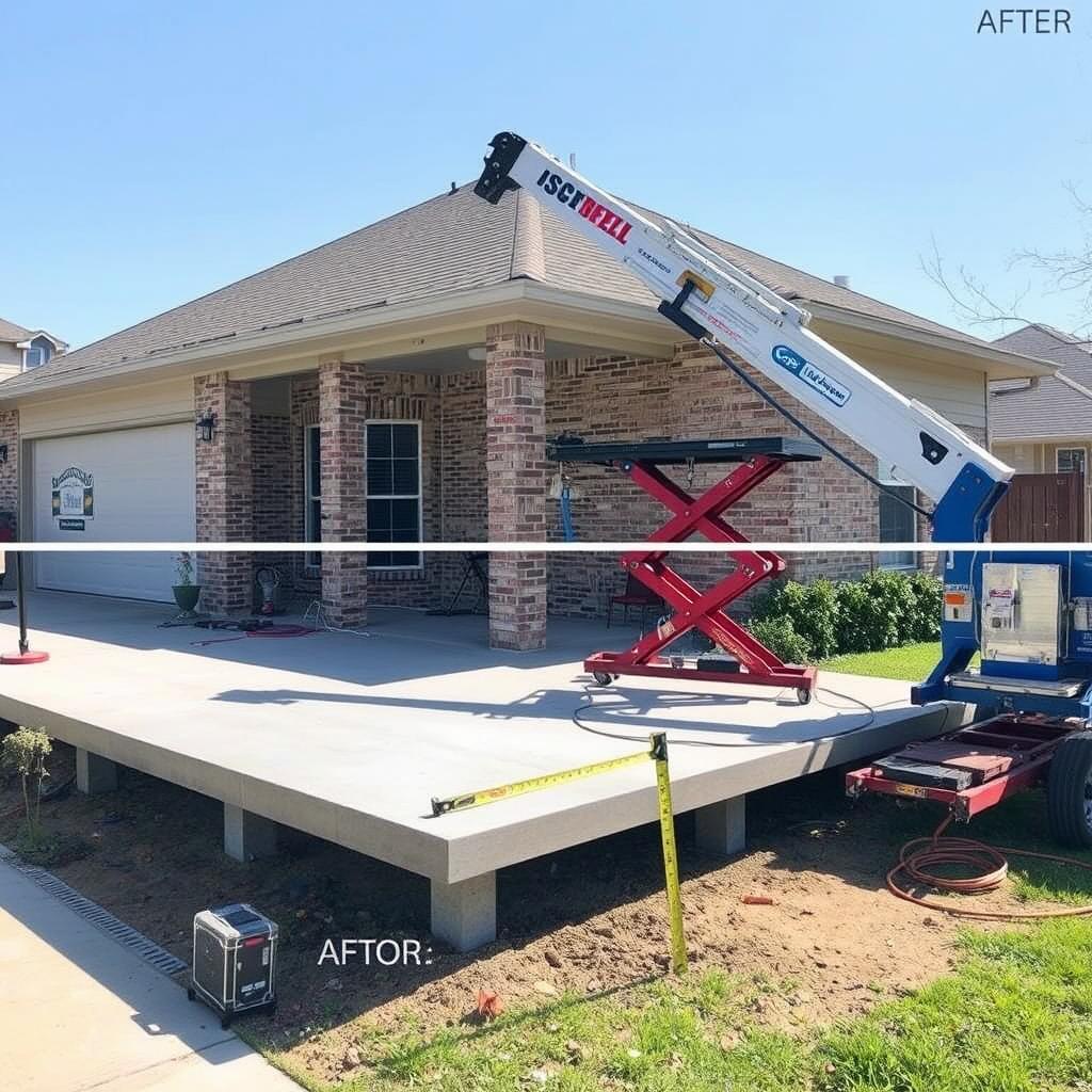 Concrete slab leveling process for Baytown foundation repair