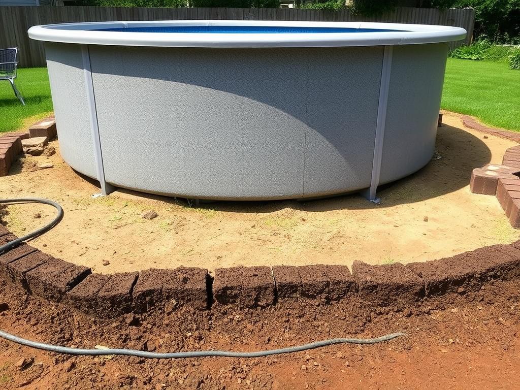 Poor initial pool installation requiring professional swimming pool leveling Poor initial pool installation requiring professional swimming pool leveling